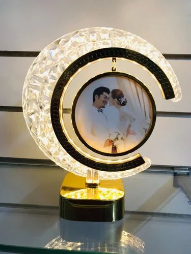 Led Crystal Heart Shaped Rotating Photo Frame Lamp