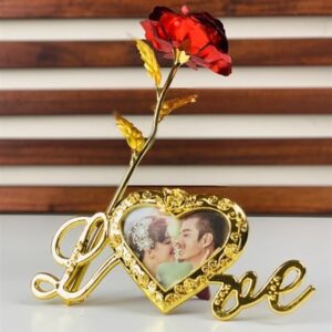 Valentine s Day Gifts 24k Red Foil Rose Flower With Beautiful Photo Frame, Anniversary Photo Fram