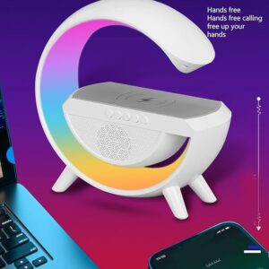 Ambient Light BT Speaker, Ambient Lighting, Night Light, 15 W Charging, Dimmable, Wireless BT Speaker with Night Lamp for Bedroom, Supports FM USB AUX