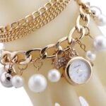 New Fashion Zircon Alloy Golden  Bracelet Watch For Girls, Women