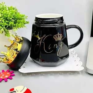 King Coffee Mug Royal Ceramic Lovely Design 400 ml ,Tea/Coffee Tea Mug for Husband Loved One's Gift (Black) 1 Mug.